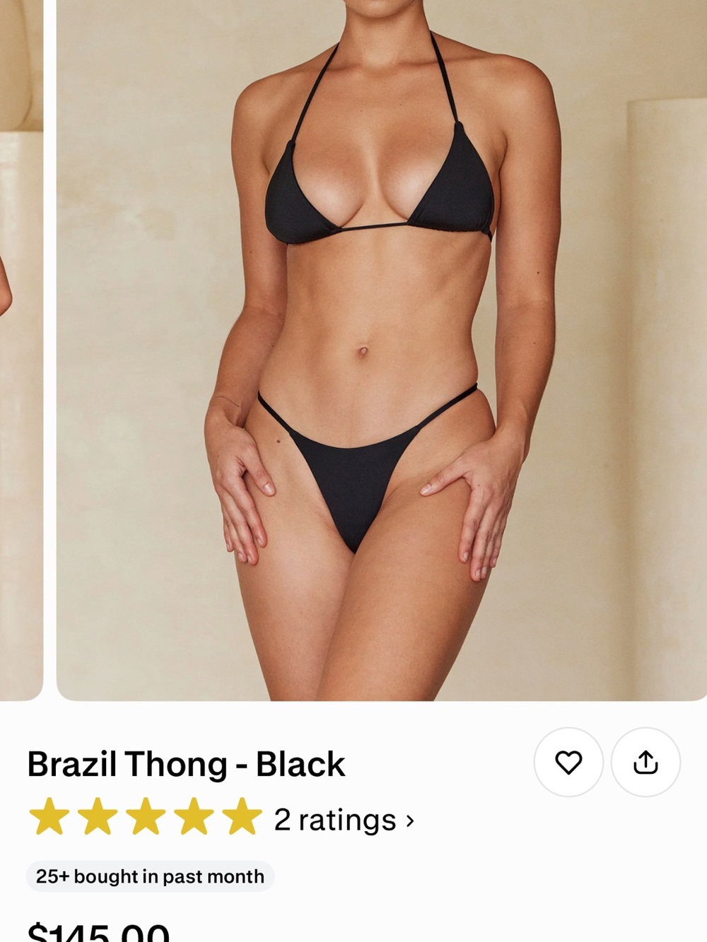 Monday Swimwear Black Brazil Thong Bikini Bottom